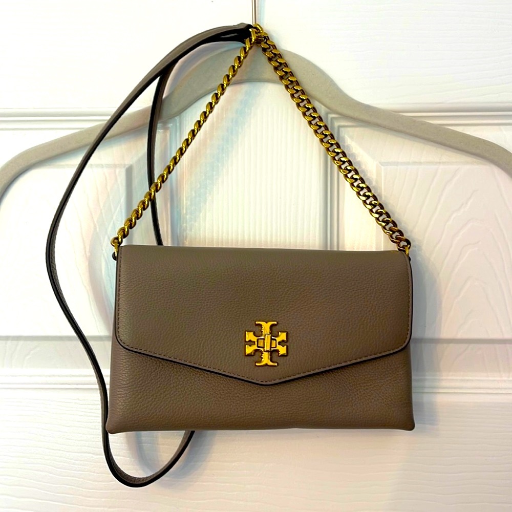 Tory Burch Kira Pebble Leather Wallet on a Chain
